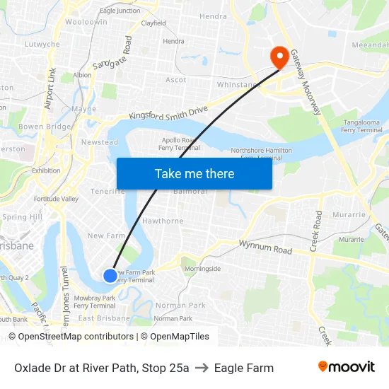 Oxlade Dr at River Path, Stop 25a to Eagle Farm map