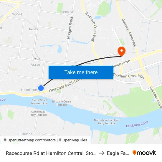 Racecourse Rd at Hamilton Central, Stop 20 to Eagle Farm map