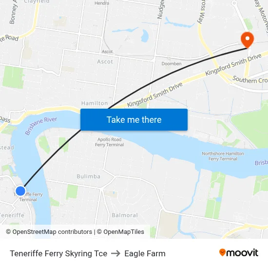 Teneriffe Ferry Skyring Tce to Eagle Farm map