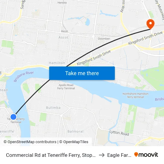 Commercial Rd at Teneriffe Ferry, Stop 16 to Eagle Farm map