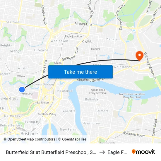 Butterfield St at Butterfield Preschool, Stop 11a to Eagle Farm map
