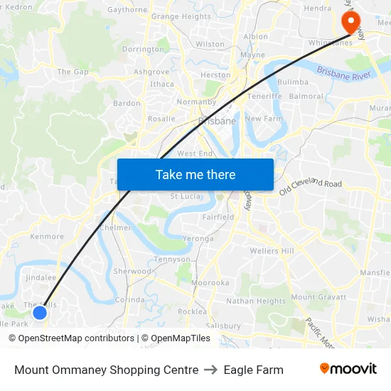 Mount Ommaney Shopping Centre to Eagle Farm map