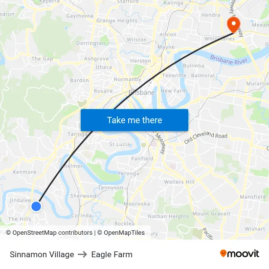 Sinnamon Village to Eagle Farm map