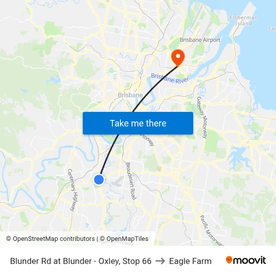 Blunder Rd at Blunder - Oxley, Stop 66 to Eagle Farm map