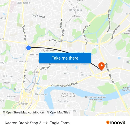 Kedron Brook Stop 3 to Eagle Farm map