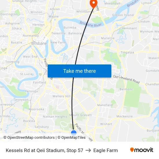 Kessels Rd at Qeii Stadium, Stop 57 to Eagle Farm map