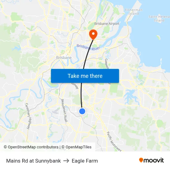 Mains Rd at Sunnybank to Eagle Farm map