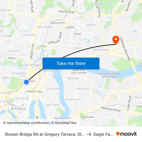 Bowen Bridge Rd at Gregory Terrace, Stop 7 to Eagle Farm map