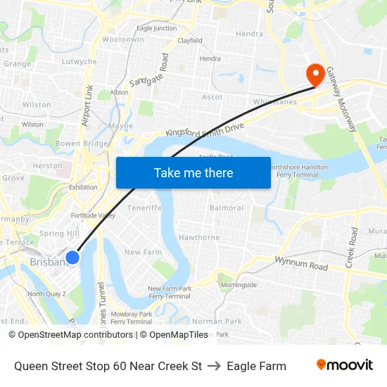 Queen Street Stop 60 Near Creek St to Eagle Farm map