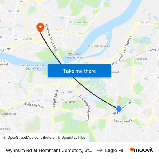 Wynnum Rd at Hemmant Cemetery, Stop 44 to Eagle Farm map