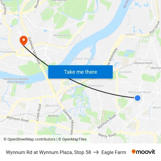 Wynnum Rd at Wynnum Plaza, Stop 58 to Eagle Farm map