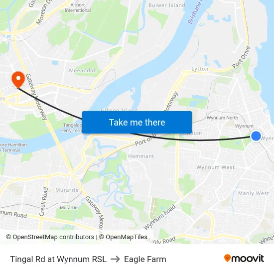 Tingal Rd at Wynnum RSL to Eagle Farm map