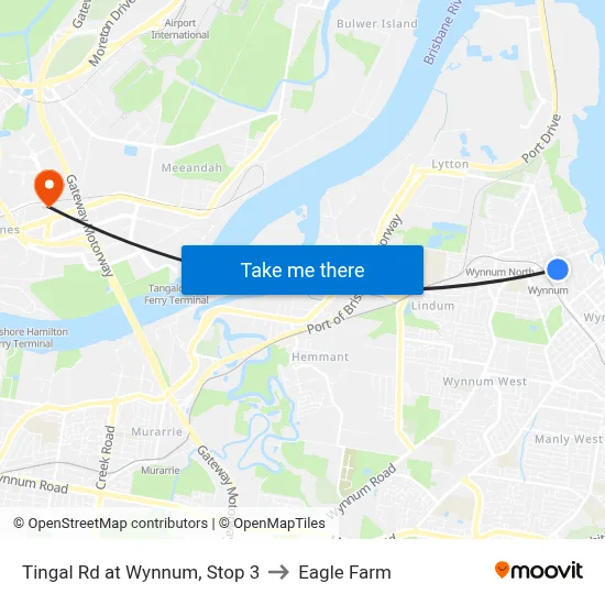 Tingal Rd at Wynnum, Stop 3 to Eagle Farm map