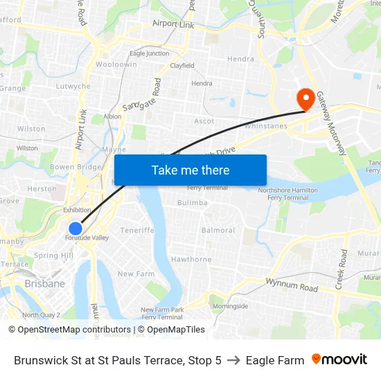 Brunswick St at St Pauls Terrace, Stop 5 to Eagle Farm map
