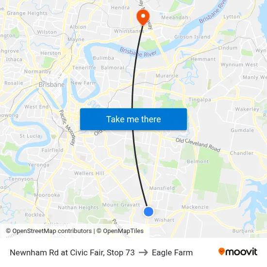 Newnham Rd at Civic Fair, Stop 73 to Eagle Farm map