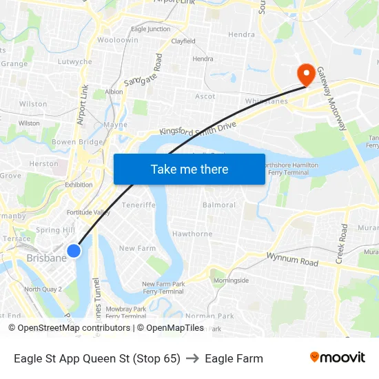 Eagle St App Queen St (Stop 65) to Eagle Farm map