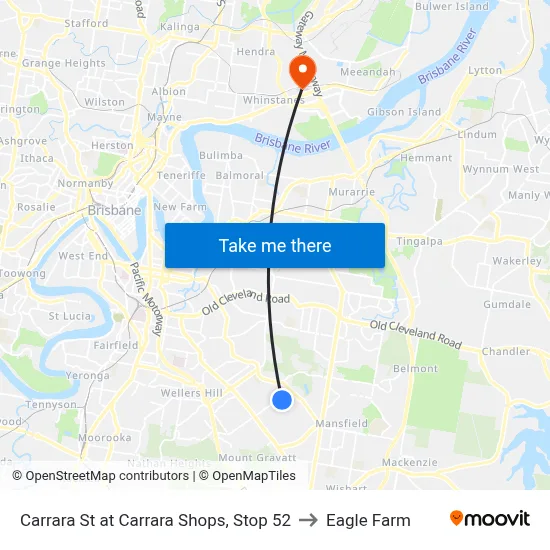 Carrara St at Carrara Shops, Stop 52 to Eagle Farm map