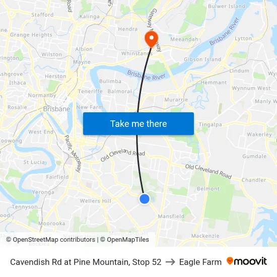Cavendish Rd at Pine Mountain, Stop 52 to Eagle Farm map