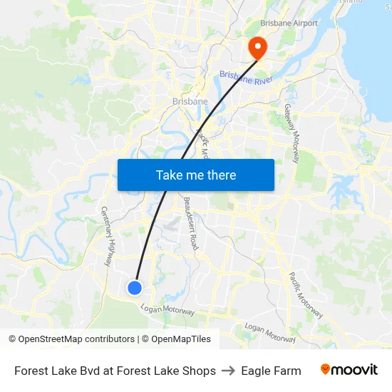 Forest Lake Bvd at Forest Lake Shops to Eagle Farm map