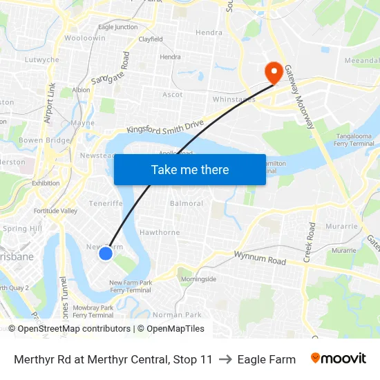 Merthyr Rd at Merthyr Central, Stop 11 to Eagle Farm map