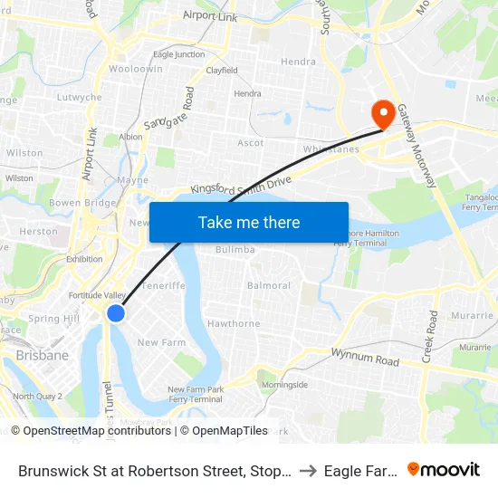 Brunswick St at Robertson Street, Stop 5 to Eagle Farm map
