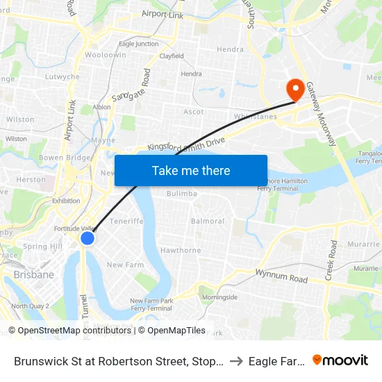 Brunswick St at Robertson Street, Stop 5 to Eagle Farm map