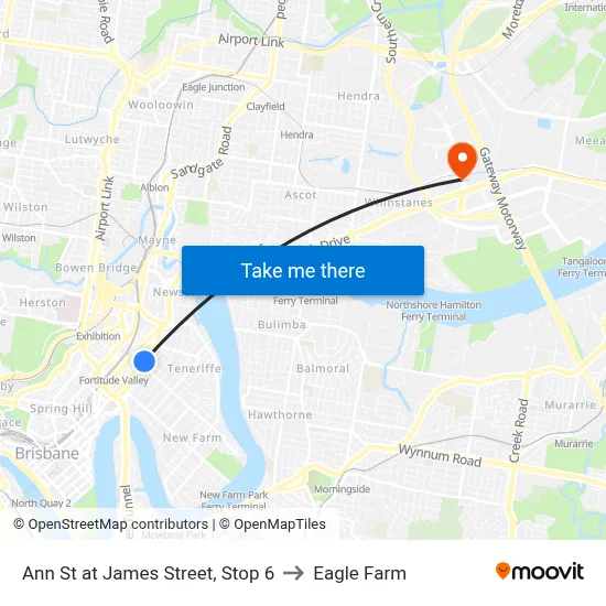 Ann St at James Street, Stop 6 to Eagle Farm map