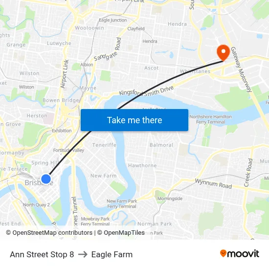 Ann Street Stop 8 to Eagle Farm map