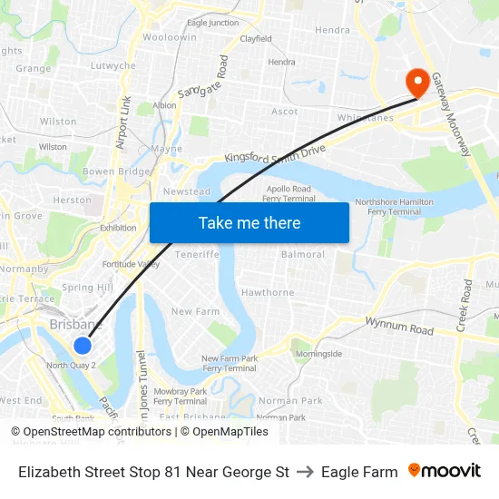 Elizabeth Street Stop 81 Near George St to Eagle Farm map