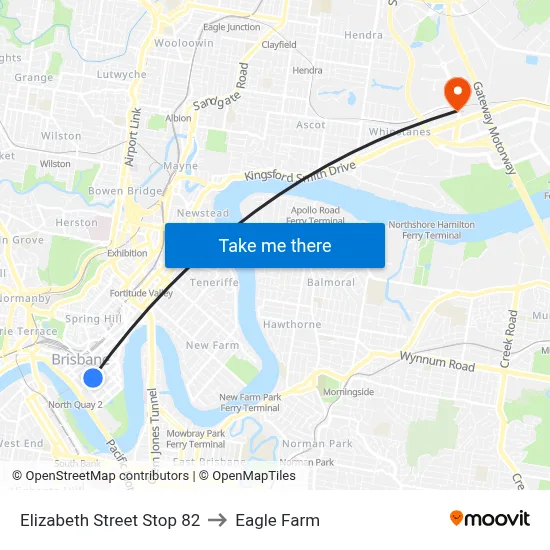 Elizabeth Street Stop 82 to Eagle Farm map