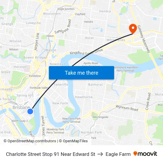 Charlotte Street Stop 91 Near Edward St to Eagle Farm map