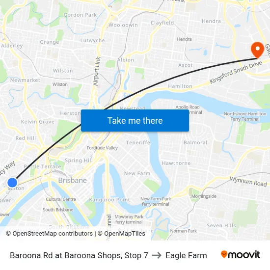 Baroona Rd at Baroona Shops, Stop 7 to Eagle Farm map