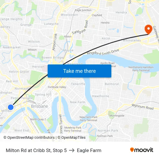Milton Rd at Cribb St, Stop 5 to Eagle Farm map