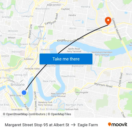 Margaret Street Stop 95 at Albert St to Eagle Farm map