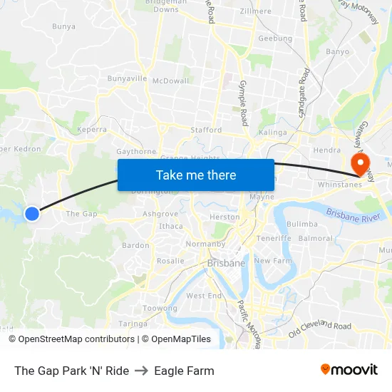 The Gap Park 'N' Ride to Eagle Farm map