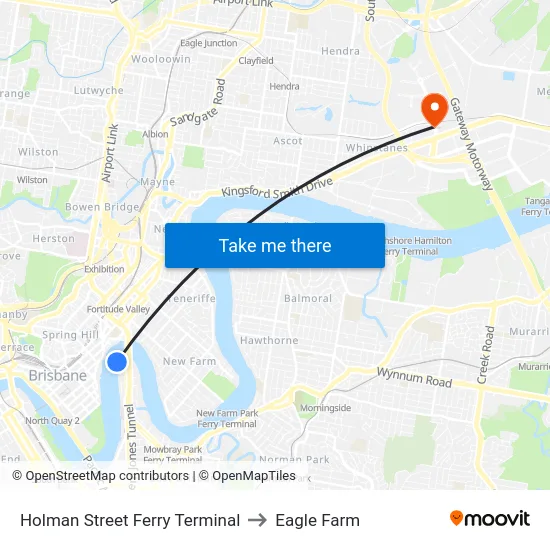 Holman Street Ferry Terminal to Eagle Farm map