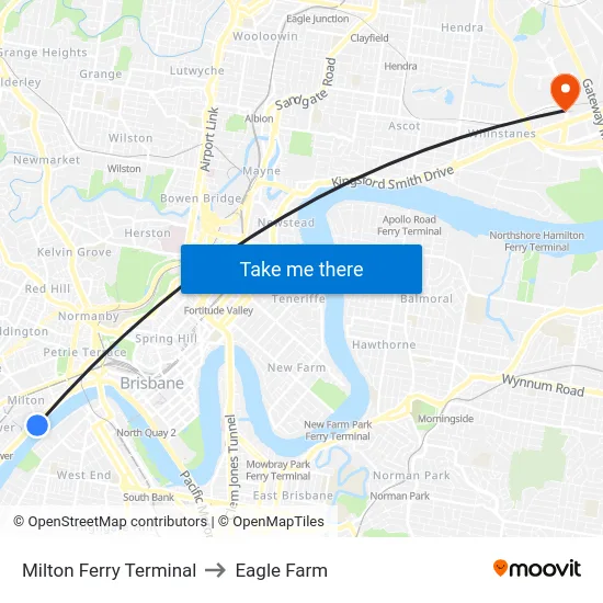 Milton Ferry Terminal to Eagle Farm map