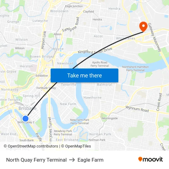 North Quay Ferry Terminal to Eagle Farm map