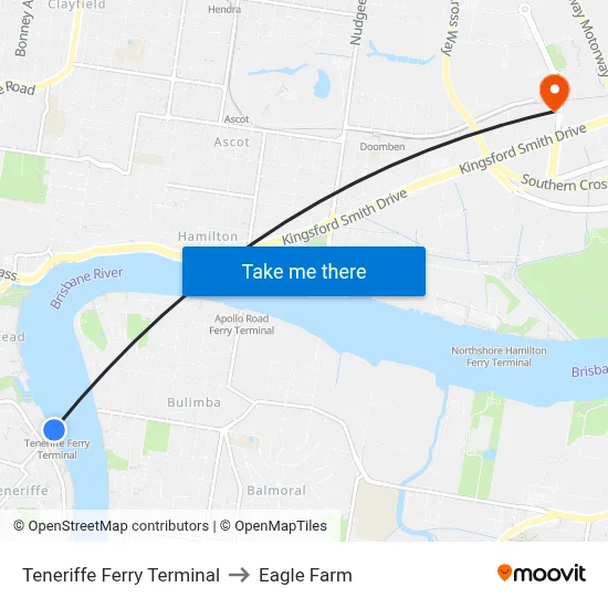 Teneriffe Ferry Terminal to Eagle Farm map