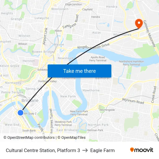 Cultural Centre Station, Platform 3 to Eagle Farm map