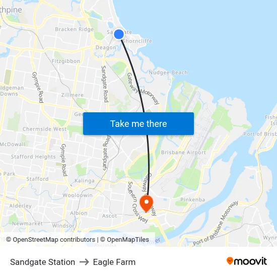 Sandgate Station to Eagle Farm map