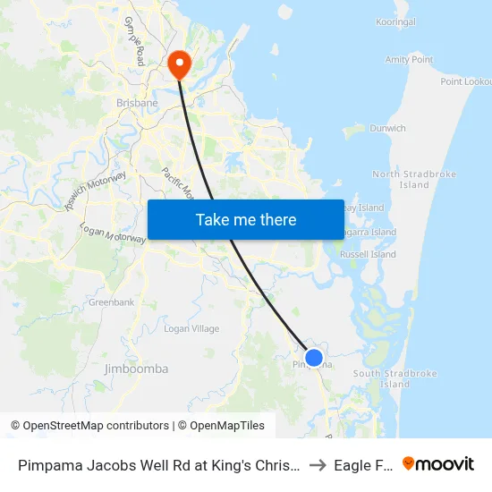 Pimpama Jacobs Well Rd at King's Christian College to Eagle Farm map