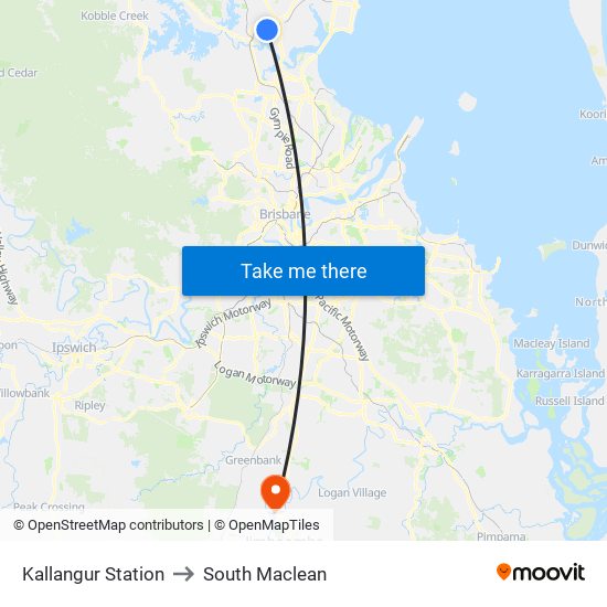 Kallangur Station to South Maclean map