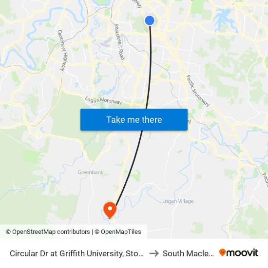 Circular Dr at Griffith University, Stop B to South Maclean map