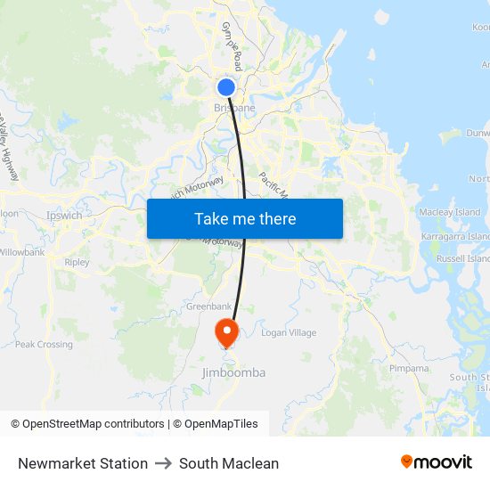 Newmarket Station to South Maclean map