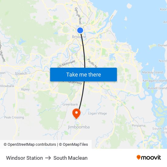 Windsor Station to South Maclean map