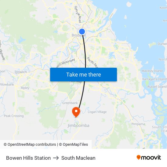 Bowen Hills Station to South Maclean map