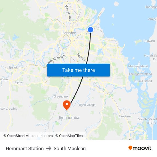 Hemmant Station to South Maclean map