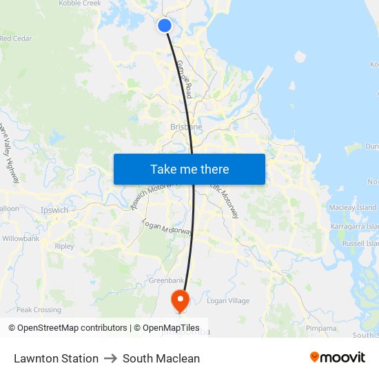 Lawnton Station to South Maclean map