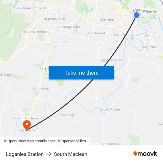 Loganlea Station to South Maclean map